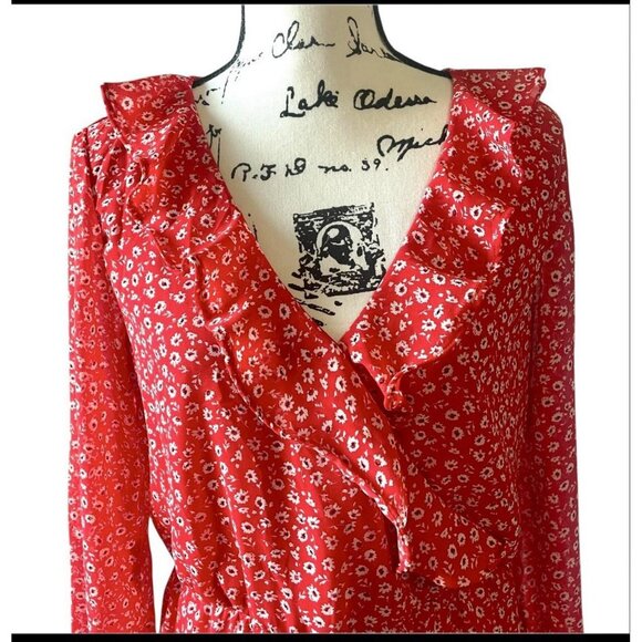 Red Ruffle Floral Mini Dress - Picture 1 of 8